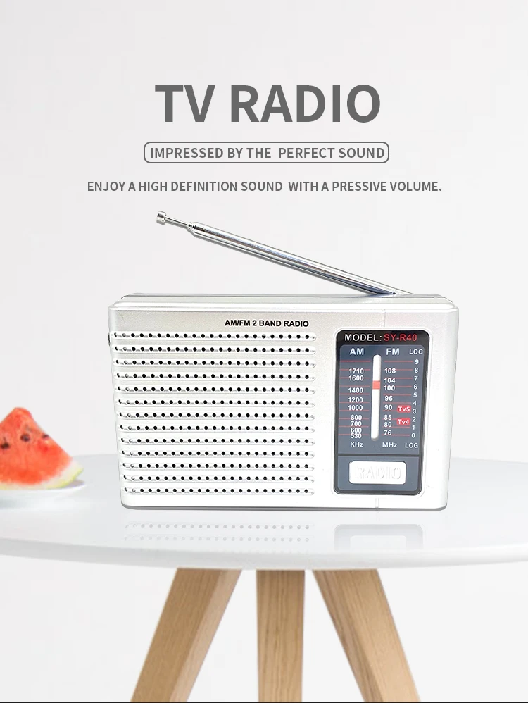 AM FM TV 3 Band Portable Tuning  Table Radio With Speaker Telescopic Antenna Lounder Speaker