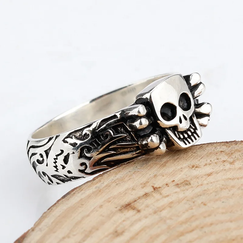 Bague Tête De Mort Punk - Squelette Osseux Articulé - Bijou Fantôme Pour Femmes Et Hommes - Style Halloween Et Fête