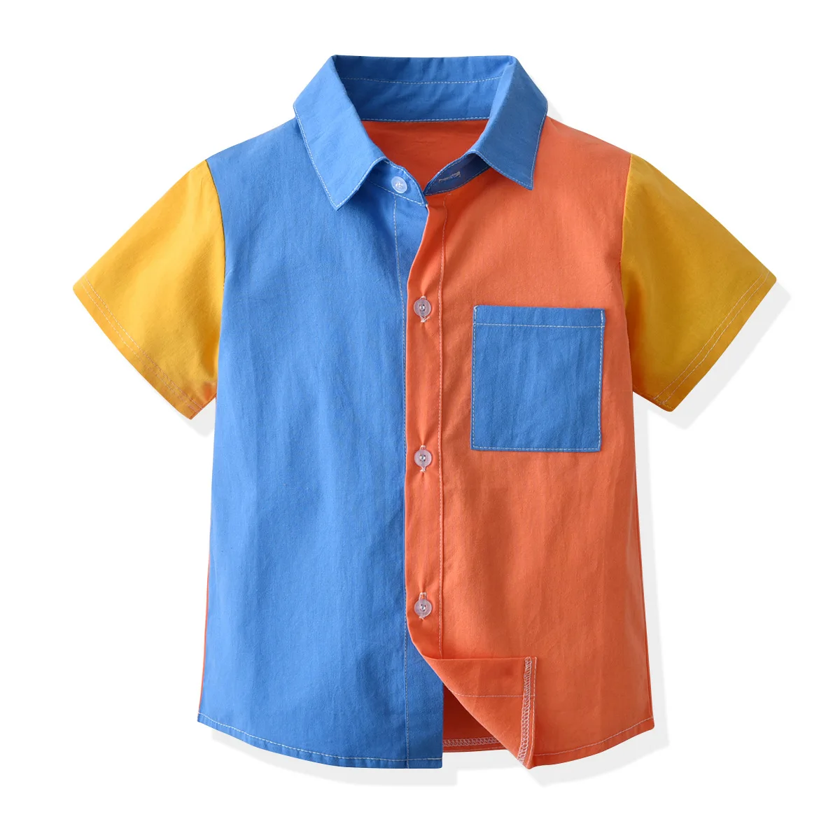 Source Hot Sell Splice Pattern Boys Formal Shirts Short Sleeves Beach Activity Top Shirt on m.alibaba.com