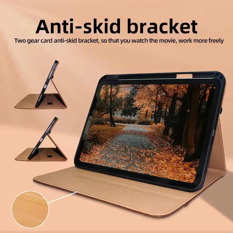 product laudtec business shockproof tablet case real leather protective cover pencil holder customized logo for ipad 109 inch pbk322-5