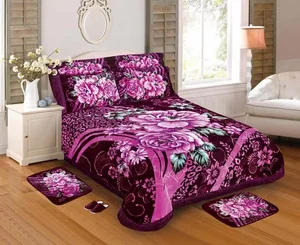 Wholesale 8PCS Bedcover Set 100% Polyester Raschal Blanket Mink Bedding Set King Queen Size