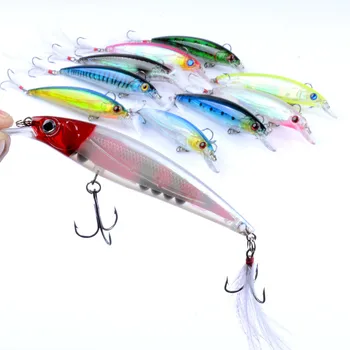Luya Bait Laser Set Throwing Feather Hook Mino Hard Bait 11cm/13.4g Bionic Bait with Hooks ABS – Hard Lure – view 3