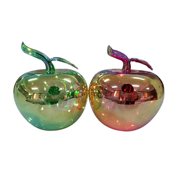 Hand blown  led light Christmas ornament customized christmas decoration glass apple manufacture