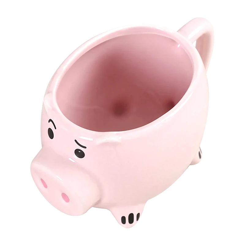 3D Mug Piggy Shape Dolomite Pig Mug Pink Color Ceramic Handpainting Pig Shaped Coffee Mug