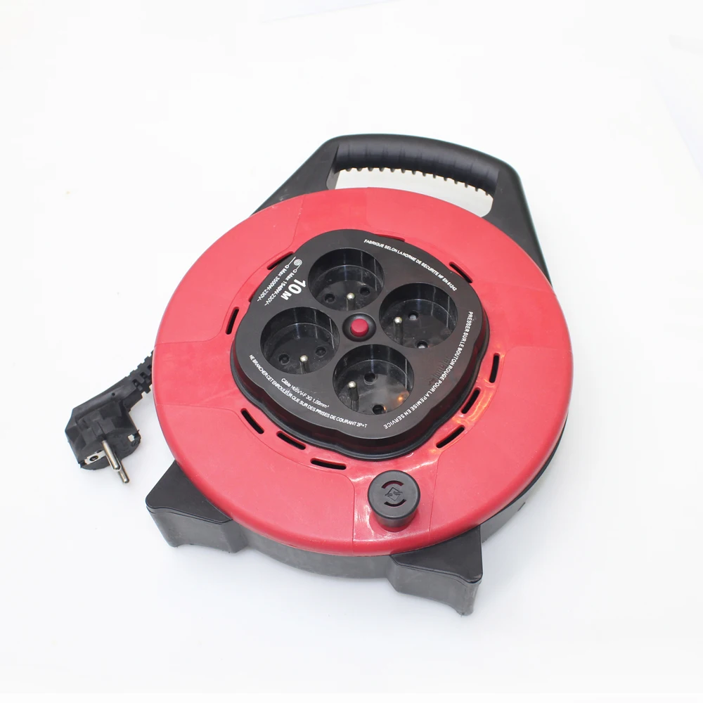 French Standards Ingelec 4 Gang 4 Way Round Extension Cable Reel Electrical Plugs and Sockets Extension Socket CE Approved 16A