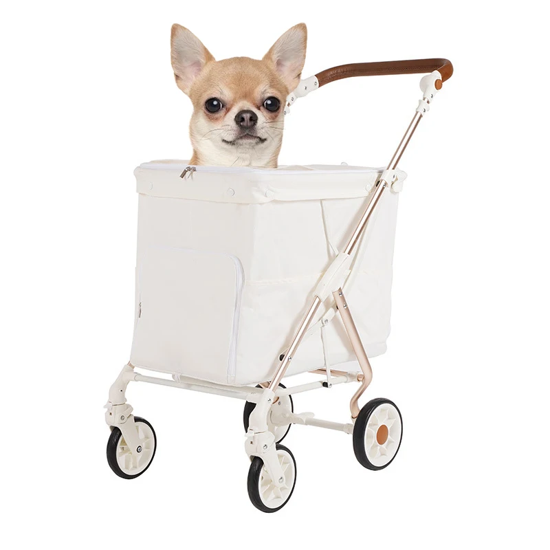 2024 New Big Space Pet Stroller Portable Folding Small Dog Stroller Trolley Pet Products