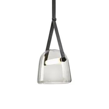 Nordic minimalist design LED transparent gray glass lampshade single head kroonluchter lustre chandelier