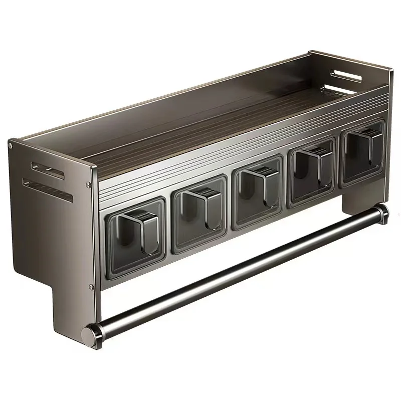 Kitchen Shelf Detachable Shelf with Towel bar for Quality Condiments
