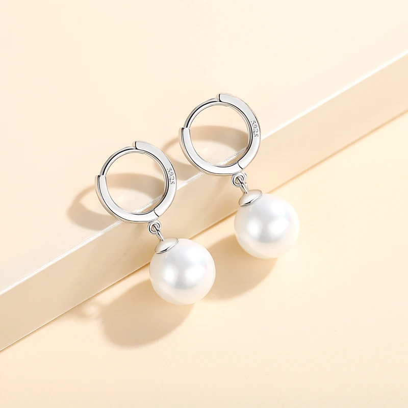Unique Luxury 925 Sterling Silver Rhodium Plated Fashion Pearl Earrings Women Jewelry(图4)