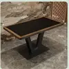 Mesa de madera maciza 12060 con tablero de losa de roca - madera maciza natural.