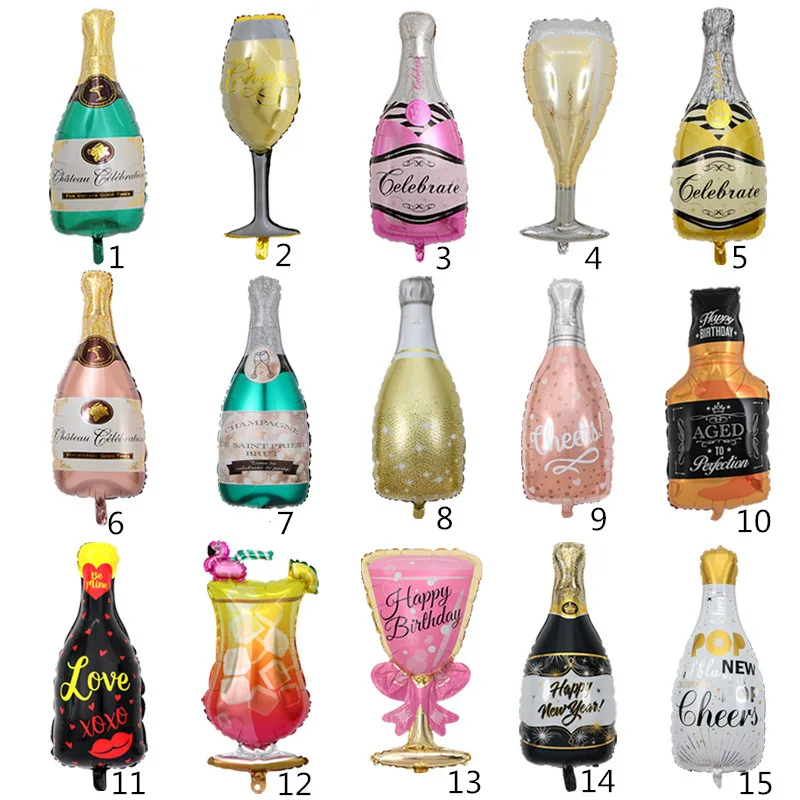 Maison Ballons Whisky Bouteille De Champagne Verre Joyeux Anniversaire Pinte Foil Balloon Fete Cadeau