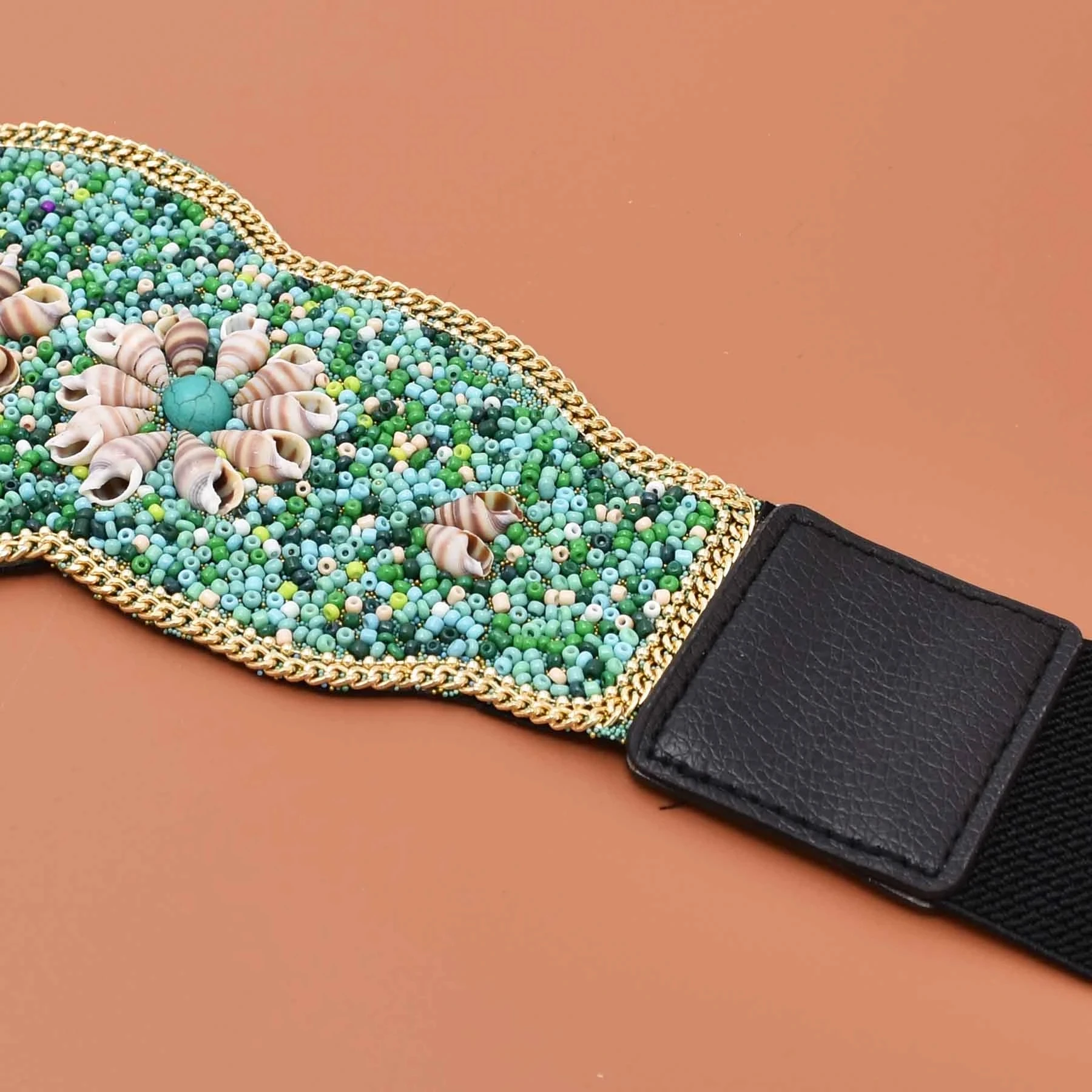 2117 Bohemian Elastic Waist Belt Adjustable Wide Chain With Conch Seed Alibaba.com: idealway N-8017 Elastic Bohemian Women Conch  main image 2