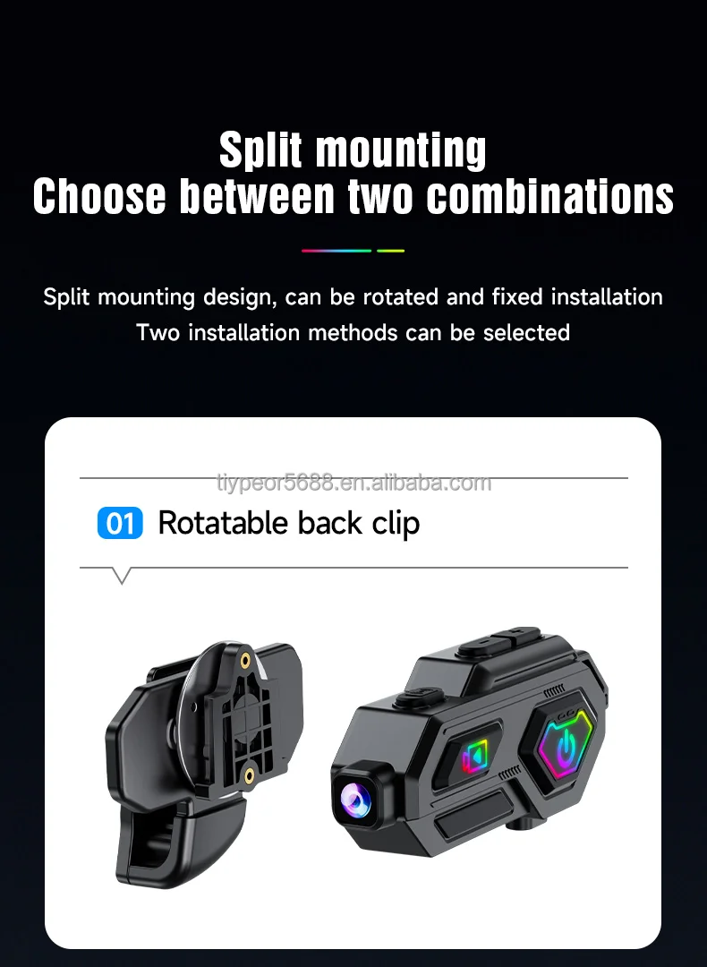 product tiypeor bluetooth hd camera recorder rgb colors motorcycle tf card fm radio 360 rotatable tape light motorcycle helmet headset-9