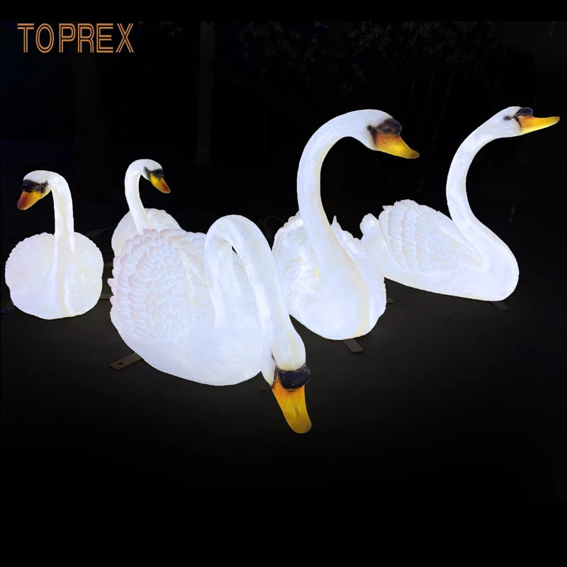 IP65 LED Light Goose Resin Animals Sculpture Indoor/Outdoor Commercial Christmas Decorations Realism Fiberglass Swan for Zoo