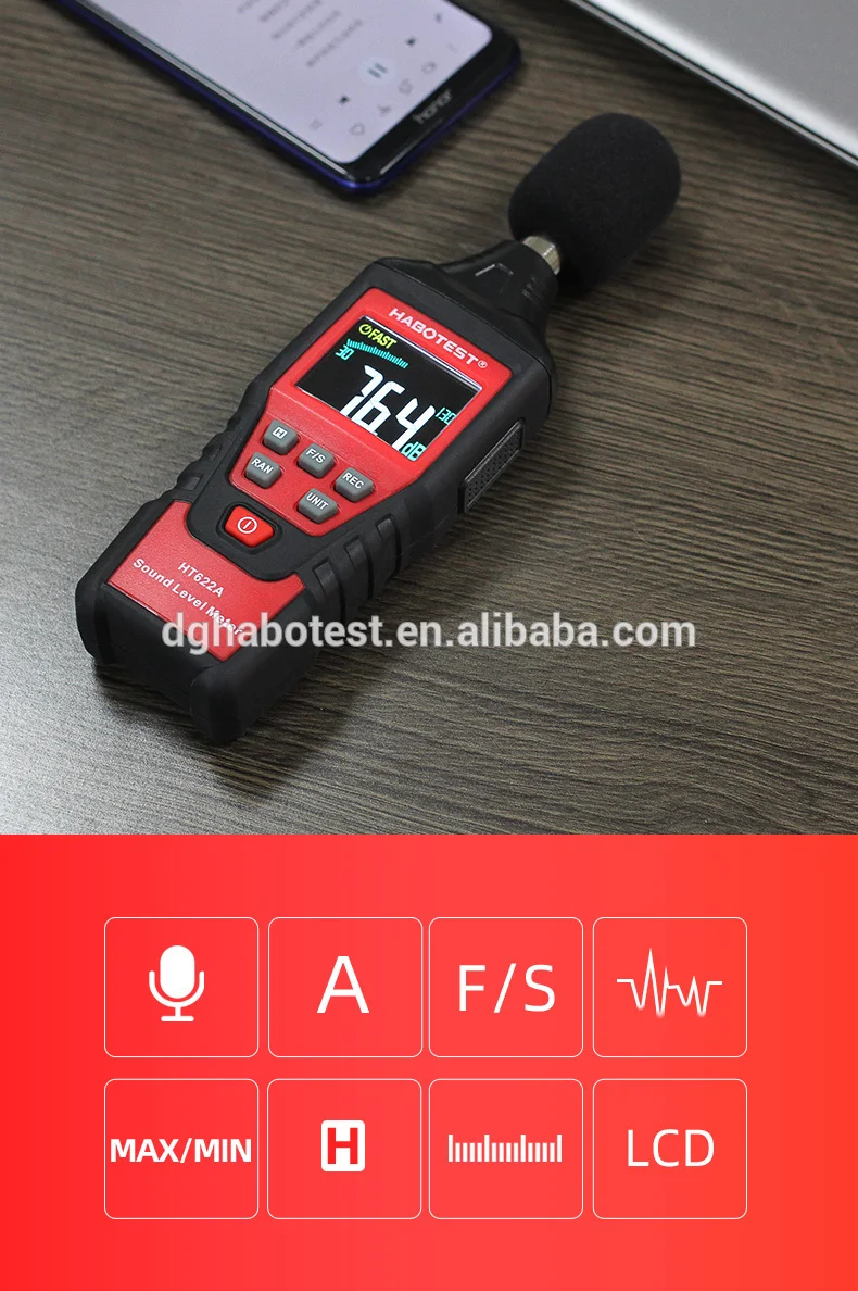 Digital Sound Level Meter HABOTEST Noise Measuring Instrument db Meter logger HT622A Decibel Monitor Diagnostic-tool 30~130db