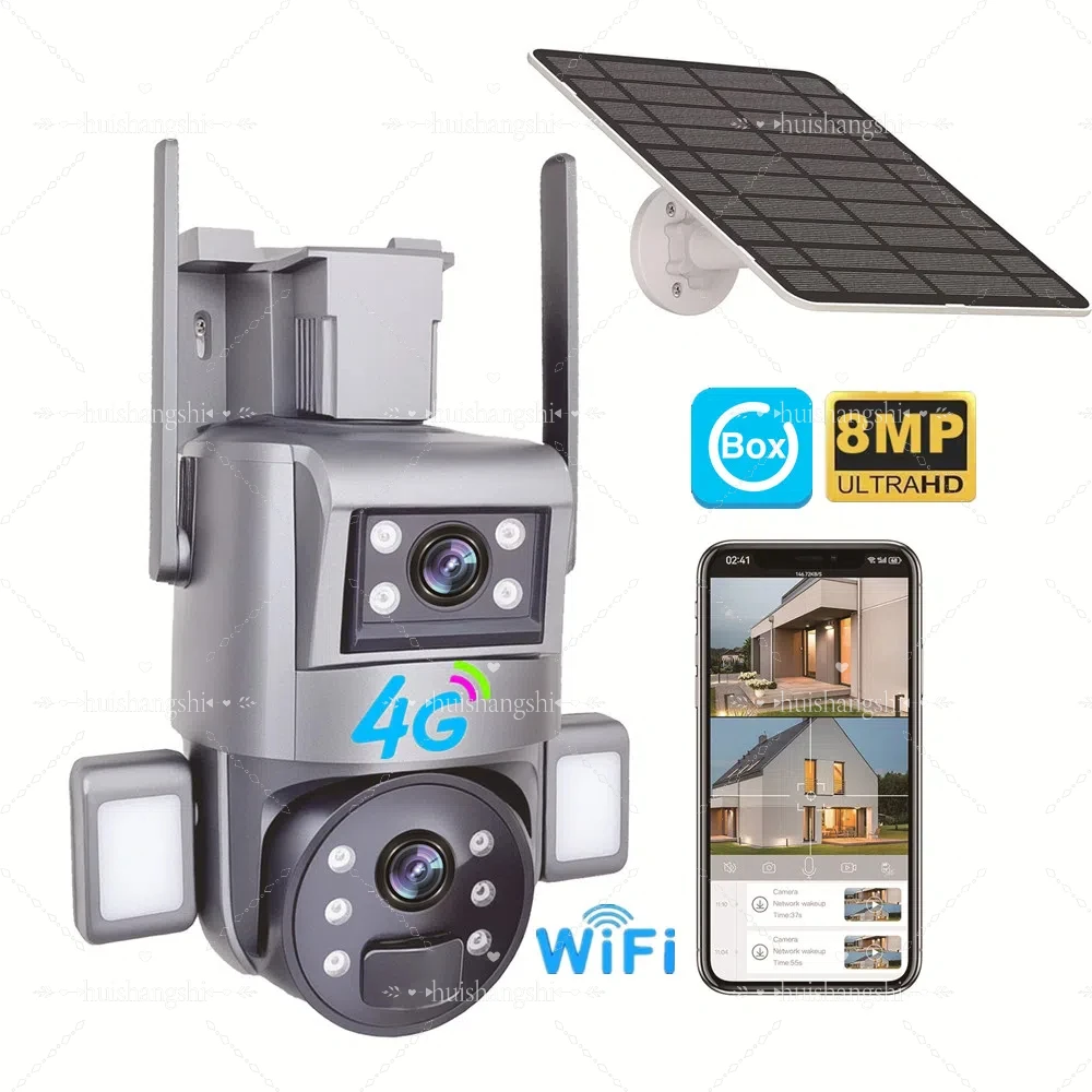 Ubox Wireless Pan Tilt Zoom Motion Detection Wifi Solar Panel Powered 4g Cctv Camera 4k Ptz Security Outdoor Sim A30