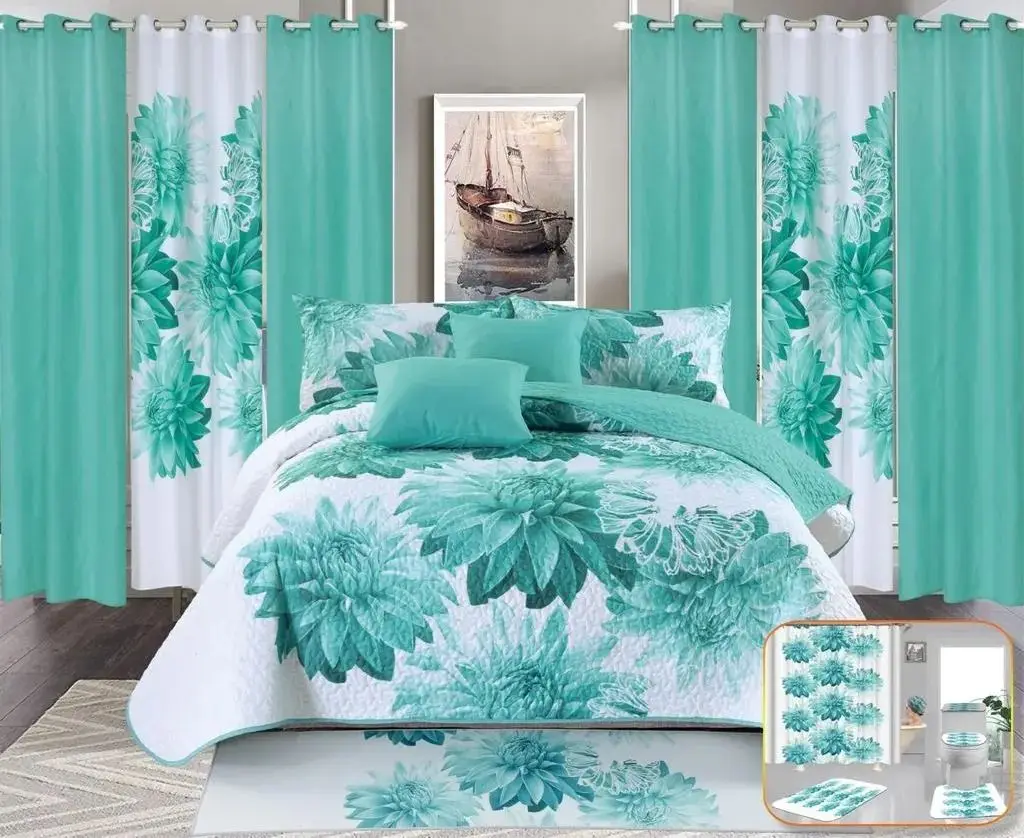 Hot Selling Bedding Sets 20 Pieces King Queen Bed Sheet With Curtains
