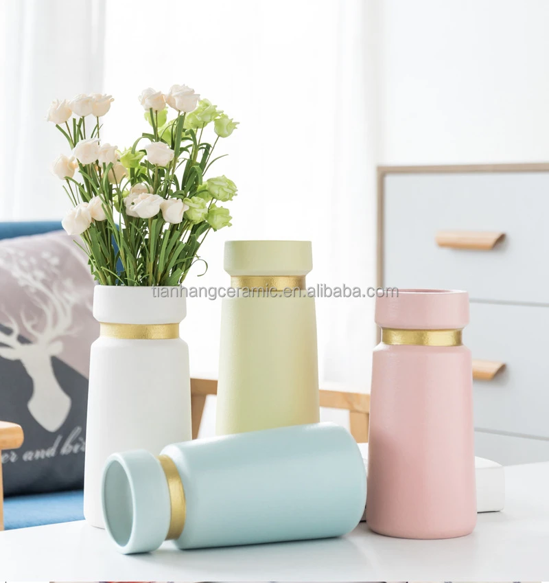 European style Luxury Home Accessories golden rim porcelain flower pot modern white ceramic vase for living room table top decor.jpg