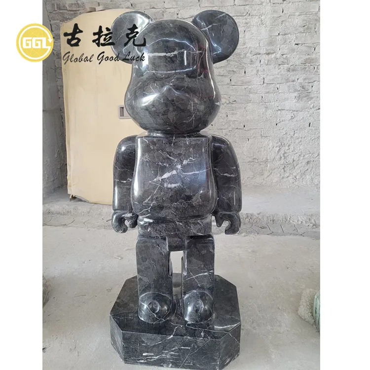 Custom Material and Size Bear sculpture Marble Stone Carving House & Hotel Decoration