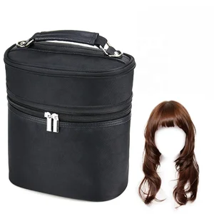 Waterproof Expandable Large Hair Extension Storage Carrying case Wig Travel Box with Leather Handle