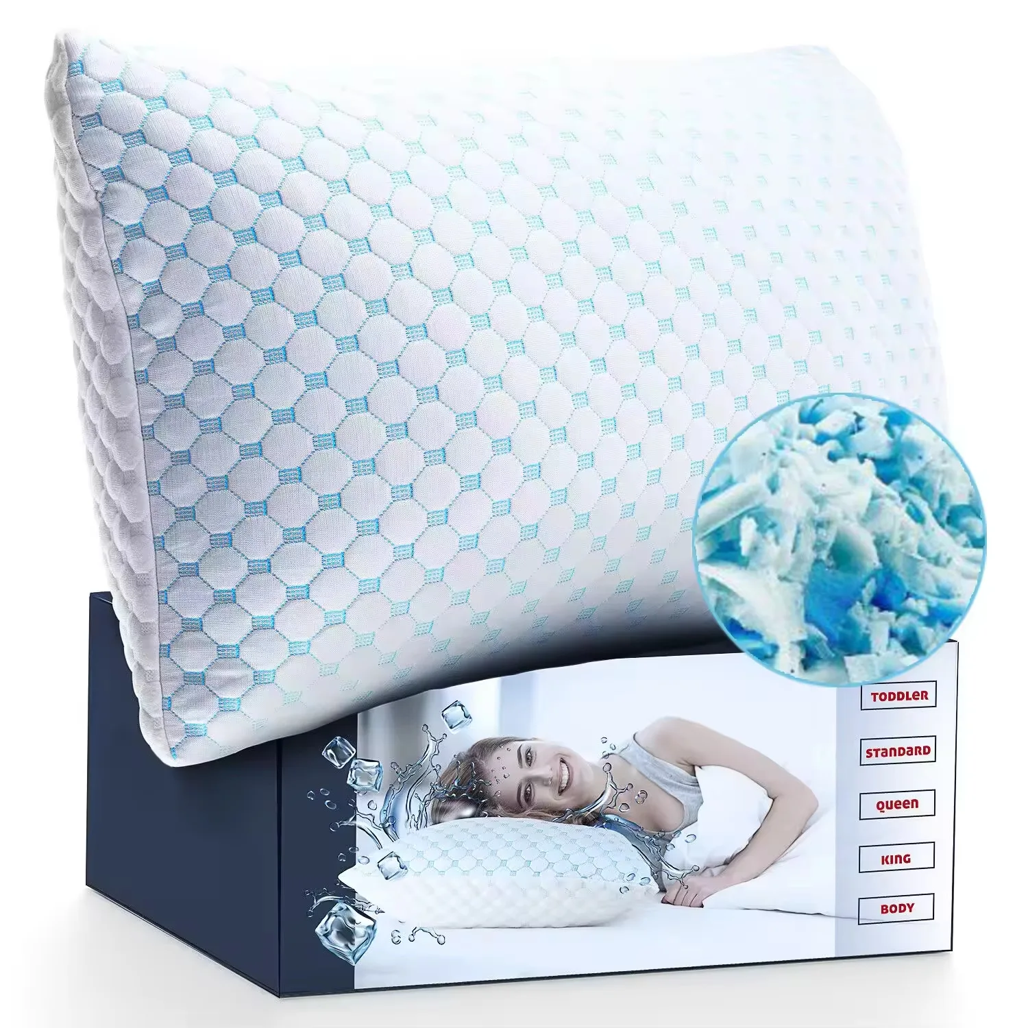 Custom Size OEKO-TEX Certificate Removable Cover Cooling Material Adjustable Shredded Memory Foam Pillow