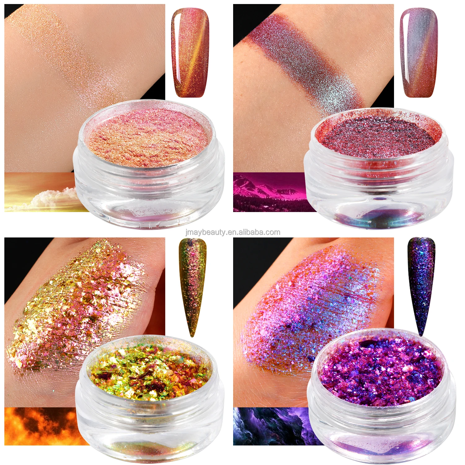 Glitter Holographic Eyeshadow for Blue Eyes DE'LANCI Chameleon Eye