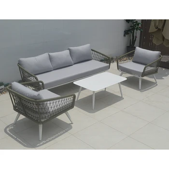 Aluminum Outdoor Chair Garden Rattan Furniture Set Rope Furniture Set Latest Design Sofa Set