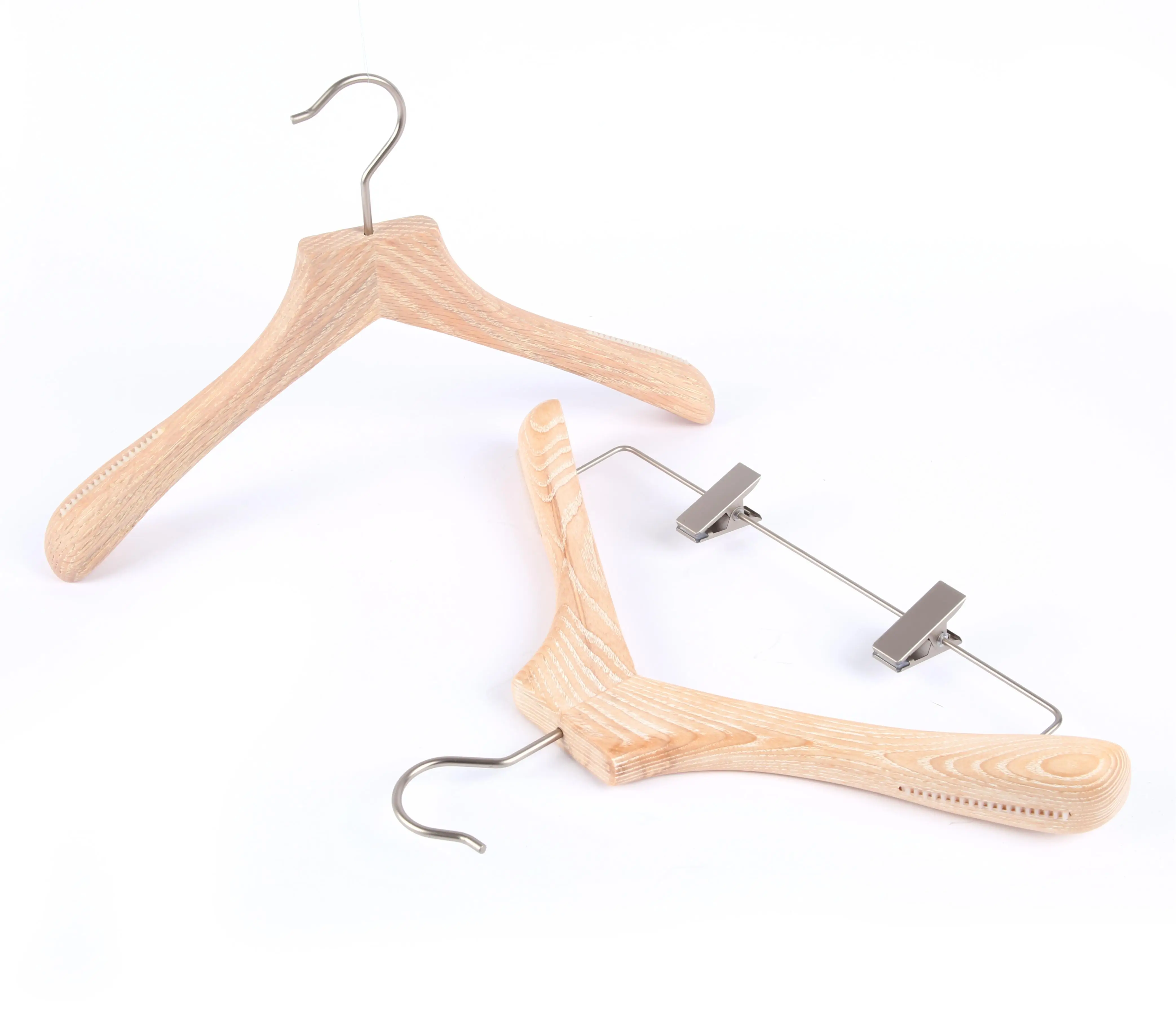 Luxury Pants Hanger Ash Wood Flat Head Hanger Nonslip Wooden Hanger