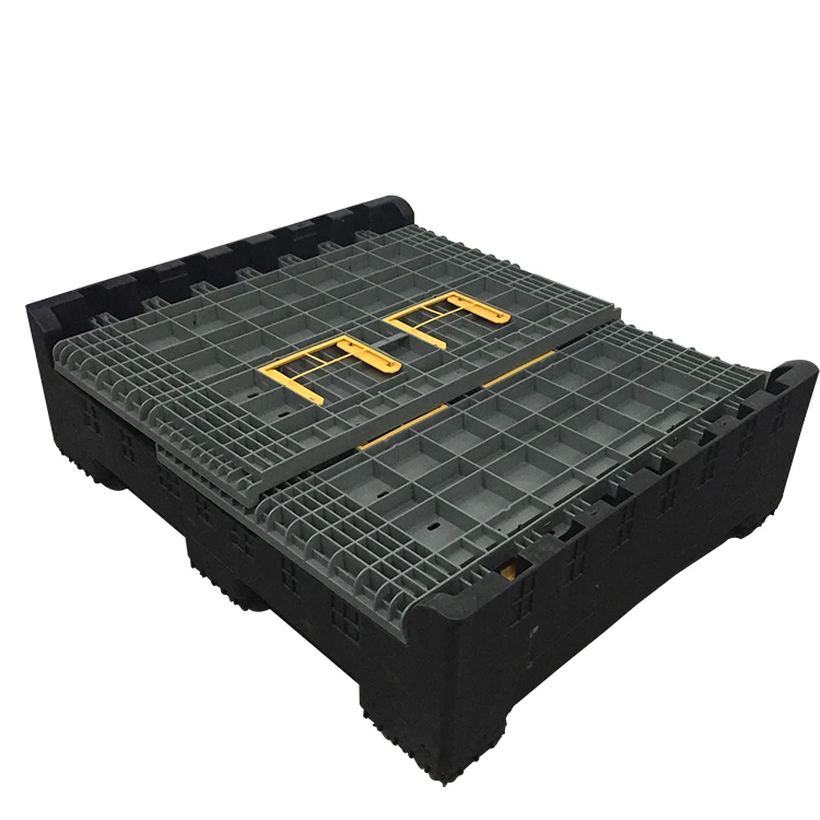 Heavy duty large reusable  industrial stackable folding collapsible plastic bulk wire mesh pallet container