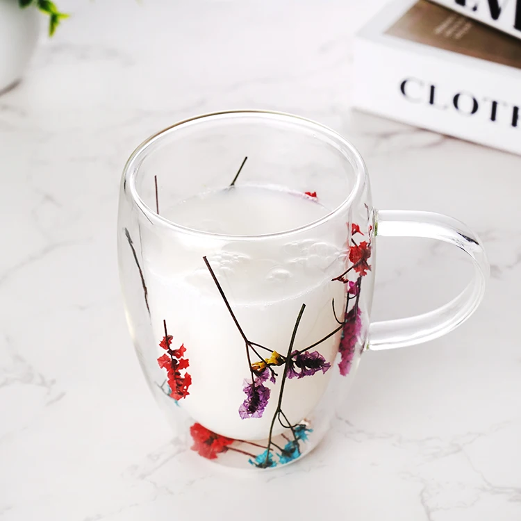 Hot Selling holiday gift Ins Style High Borosilicate double wall glass cup supplier