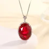 Red corundum pendant with chain