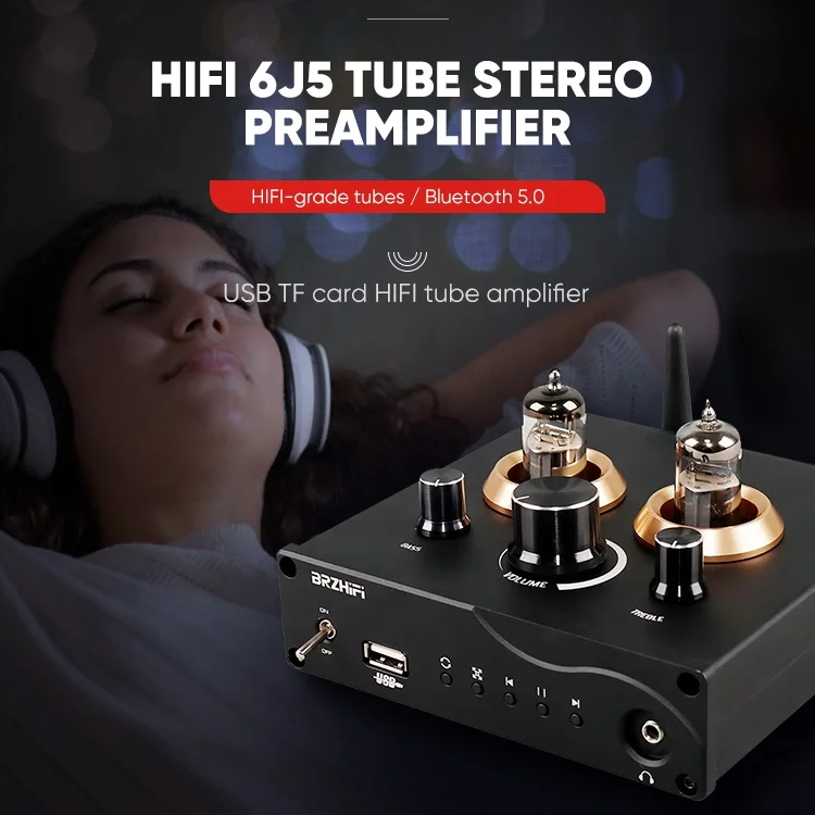 BRZHIFI F5 Tube Preamplifier BT5.0 Lossless Player Headphone Amplifier APP Remote Control And Digital Turntable Stereo HIFI Amp supplier