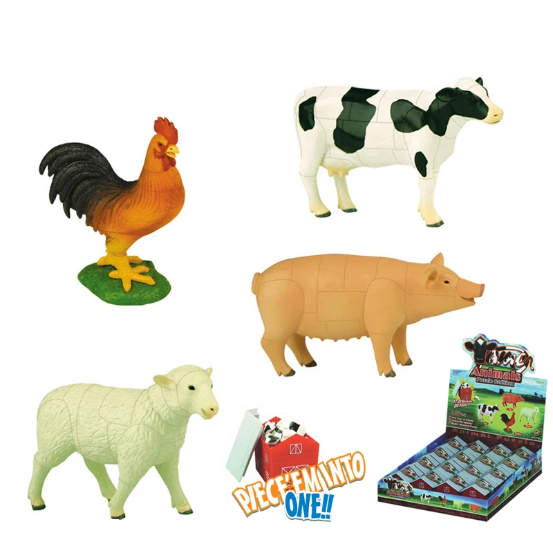 3d animale puzzle animali da fattoria capsula animale puzzle maiale latte mucca mucca gallo