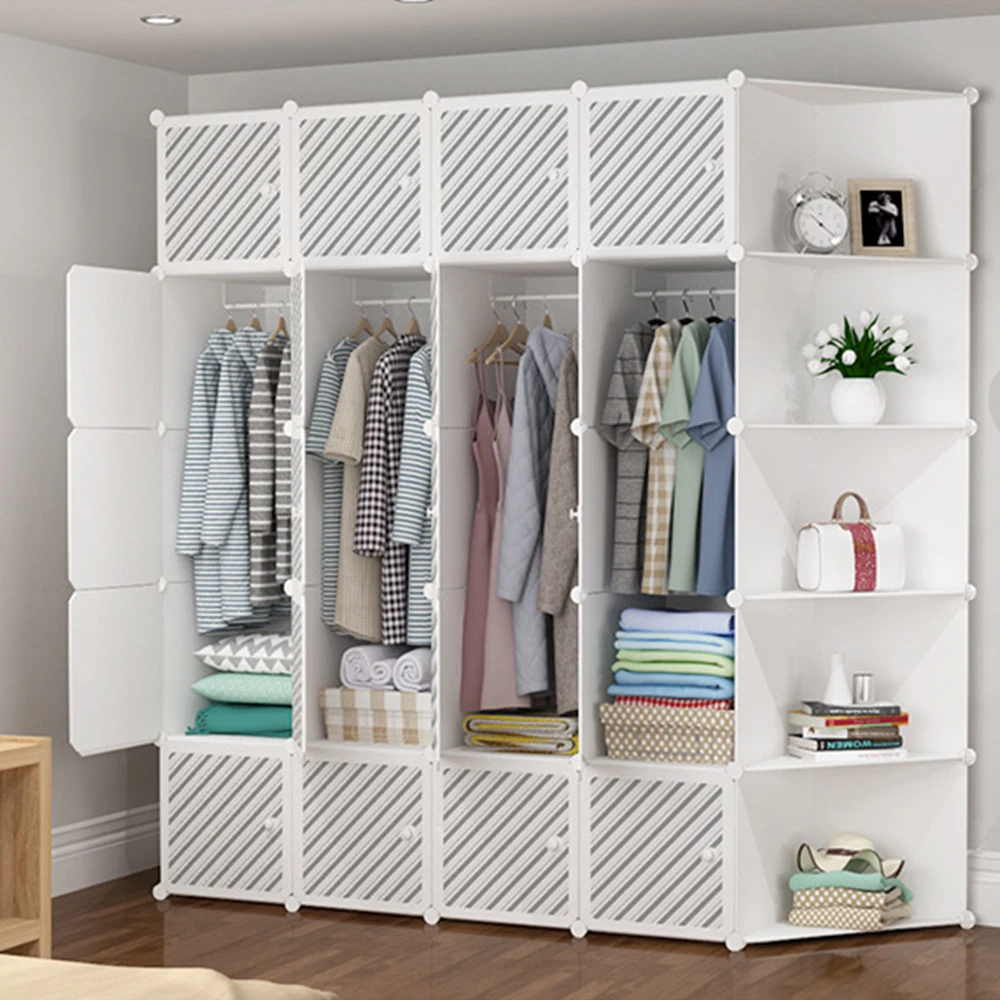 Plastic Wardrobe for Hanging Clothes for Space Saving Ideal Amoires & خزائن, New Design Storage Closet Plastic Wardrobes