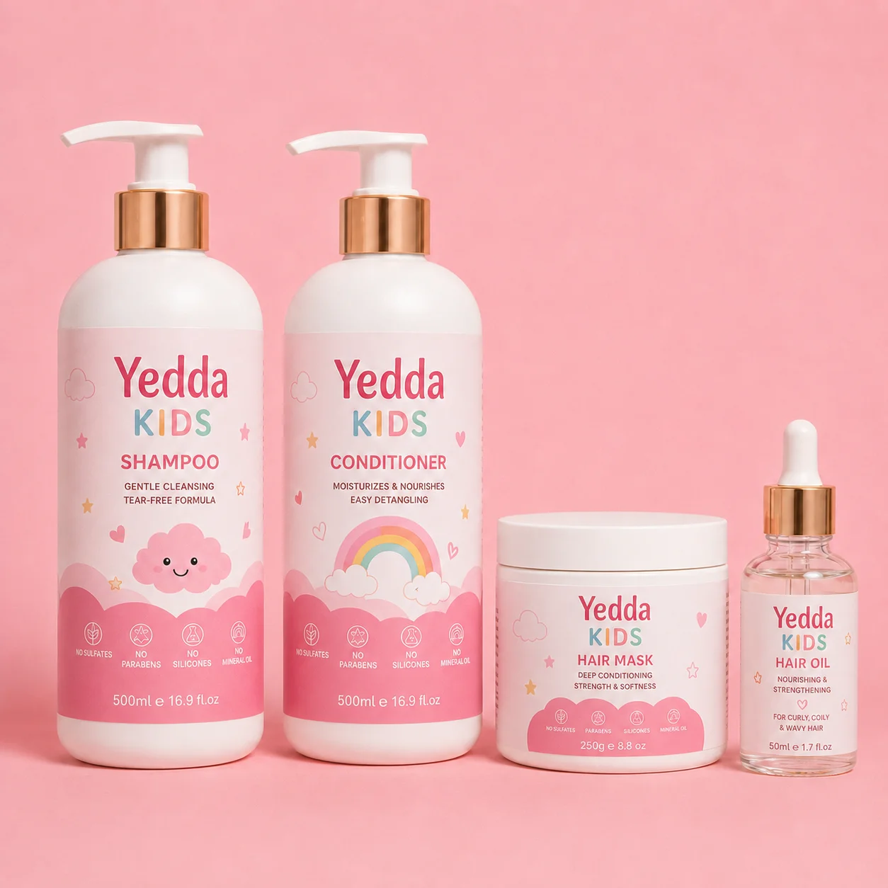 Kids Organic Anti-Dandruff Hair Care Set Shea Butter Sunflower Oil Sulfate-Free Moisturizing Shampoo Conditioner Private Label