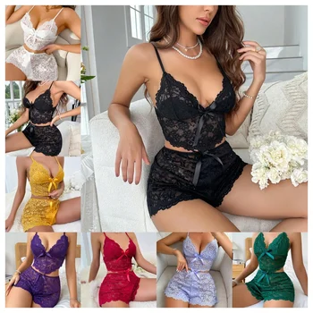 New Women's Casual Pajamas Set Shorts Sleeveless Homestays Front Slit Summer Pajamas Women