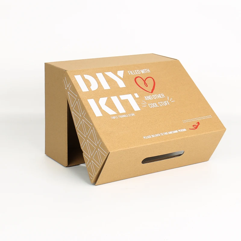 product factory reusable corrugated box flip shoes box kraft paper box for express delivery folding mens and womens shoes-0
