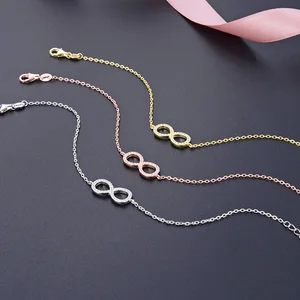 Dainty 925 Sterling Silver Bracelet with 18K Infinity Charm Rhodium and Gold Plated for Women's Gifts and Parties