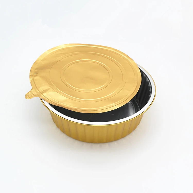 product high quality round disposable baking bakeware 4000ml half size golden tin cake roasting trays hot pot aluminum foil pans-4
