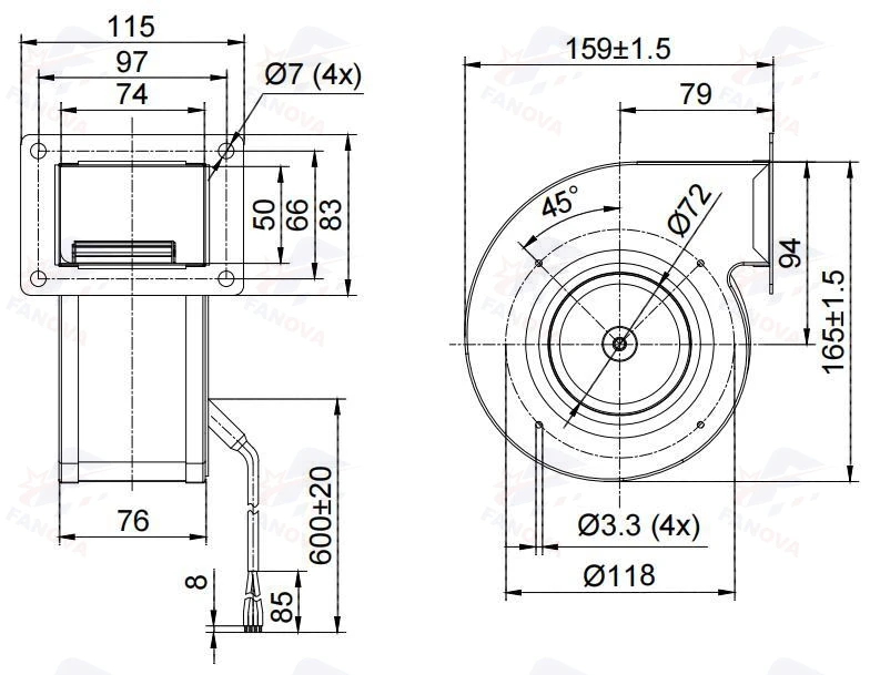 Centrifugal Fans, FS3G097-24GL-50, 97mm, 24V - detail 20