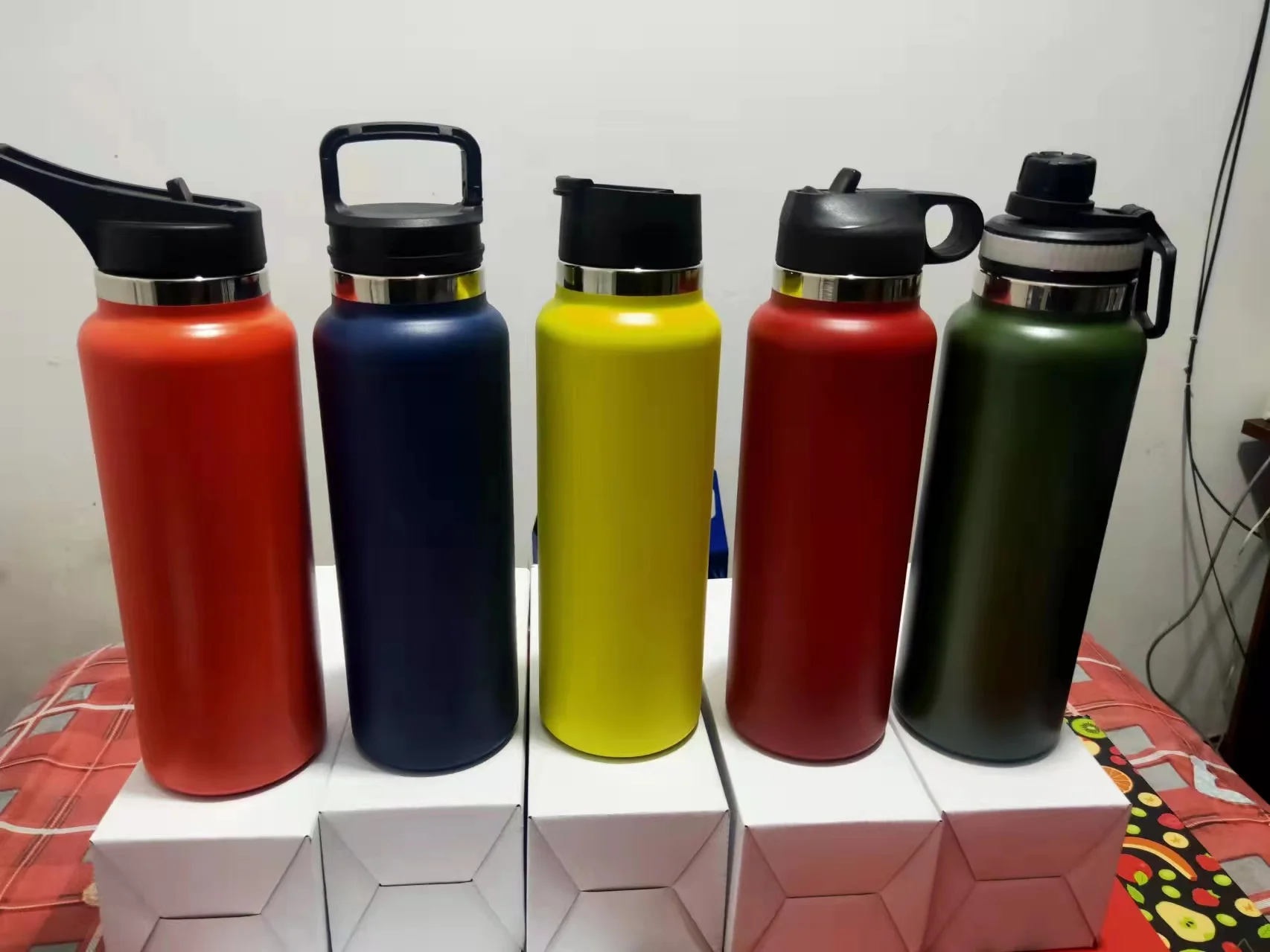 Custom Logo Gym Sports Water Bottle Bpa Free Hot and Cold Wide Mouth ...