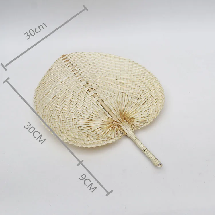 Ventaglio A Mano In Bambù E Rafia - Stile Uchiwa A Foglia Intrecciata - 38x30 Cm - Per Matrimoni Tropicali, Feste, Decorazioni E Rinfresco