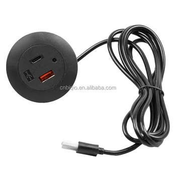 Dual Furniture Embedded Phone USB Charger With Type C For Office Conference Home Desk Table