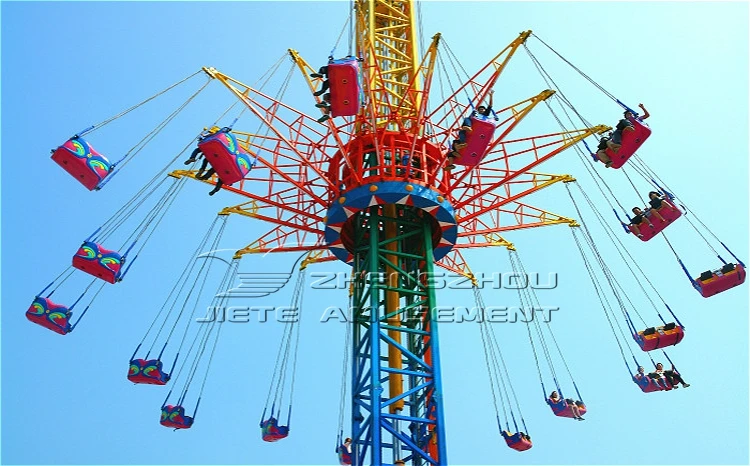Thrilling Amusement Park Outdoor For Adult Rides Attractive Sky Flying Drop Tower Ride For Sale