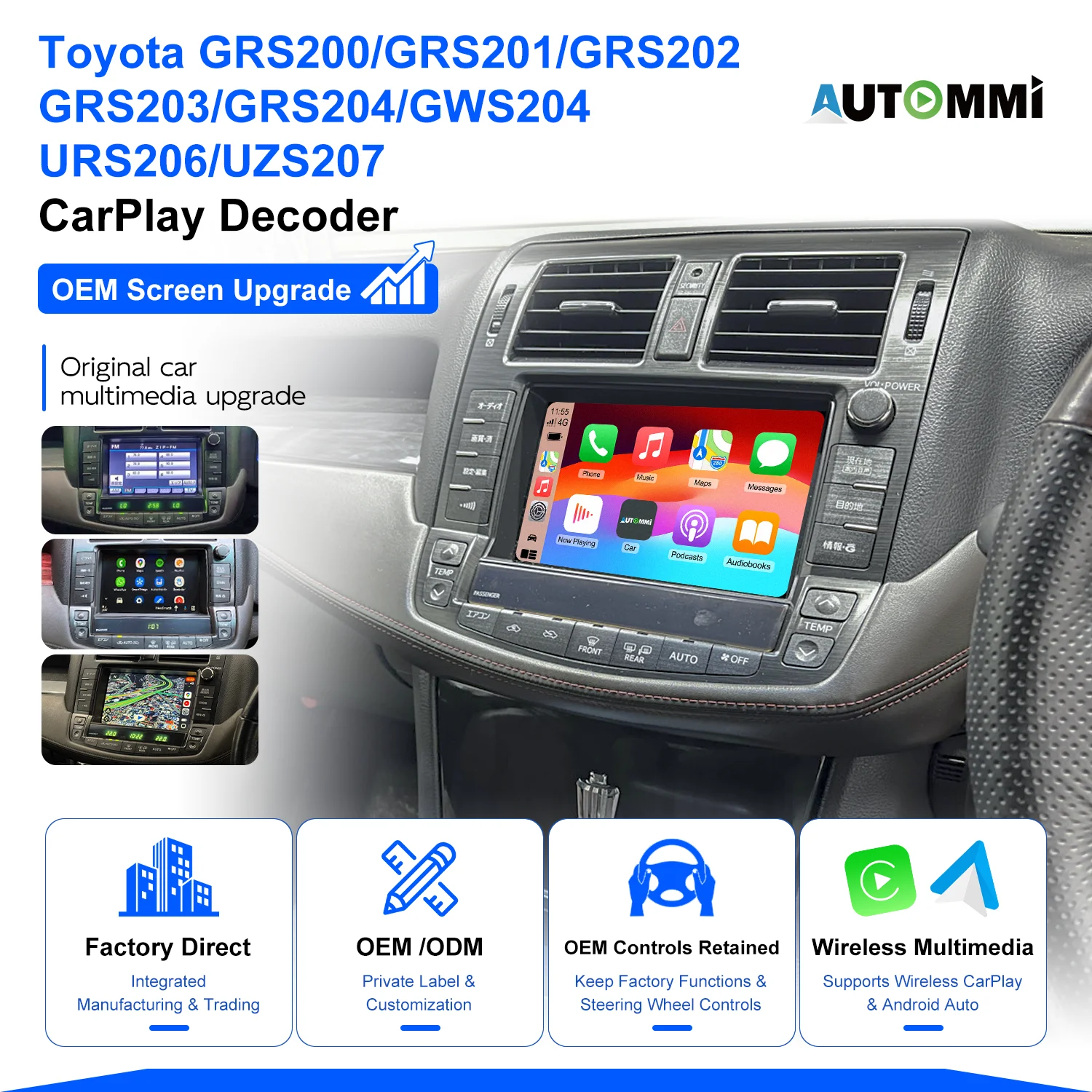 Crown Hybrid GWS204 OEM Head Units - Wireless Carplay & Android Auto