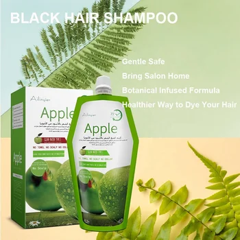500ml Apple Fruit Hair Color Dye Cream Private Label Natural Black Color Argan oil hair dye shampoo Black Hair Cream