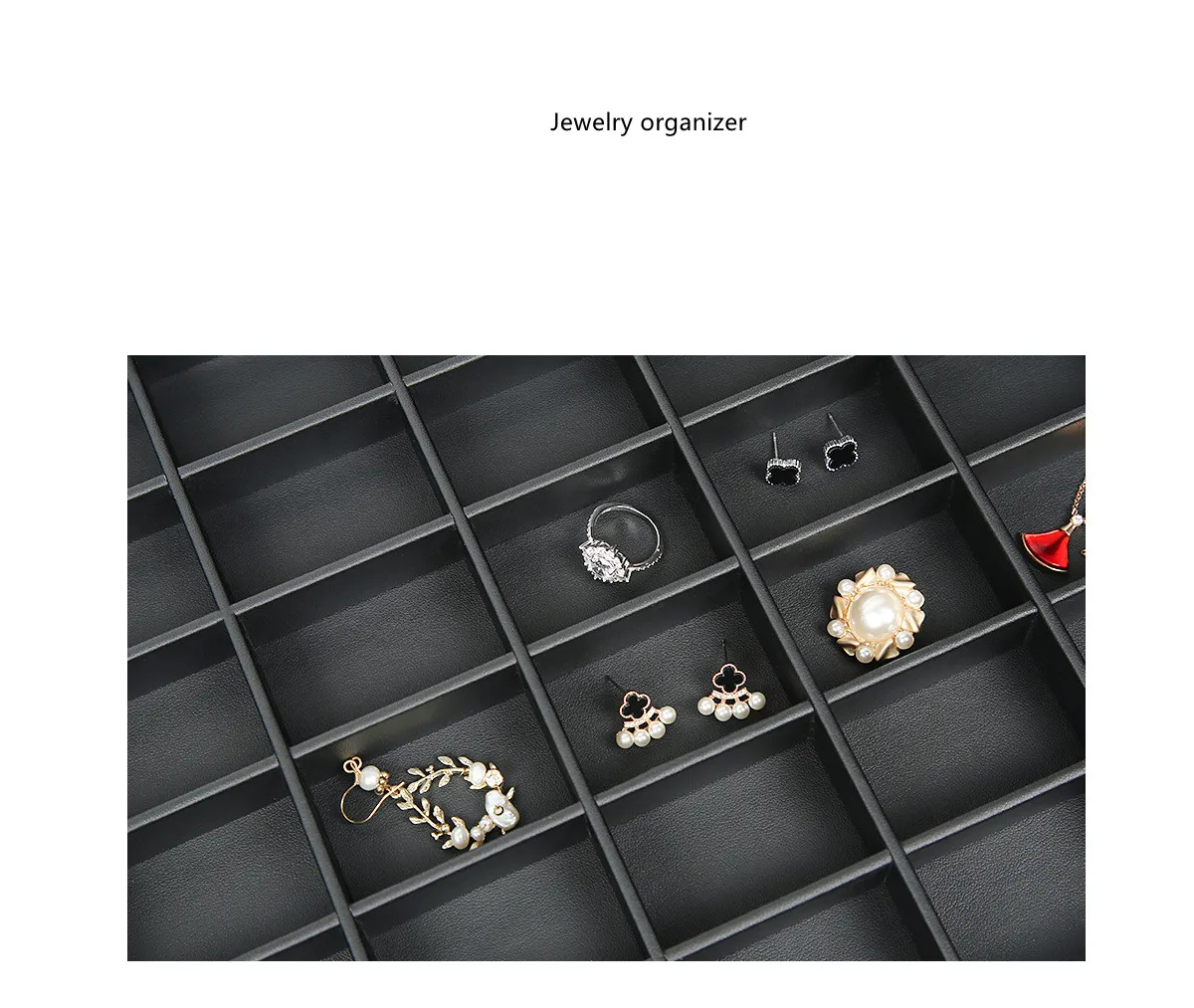 Luxury Black Leather Jewelry Display Tray For Counter Display Pu
