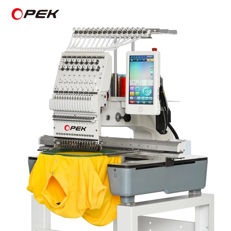OPEK Single Head Embroidery Machine Computerized High Speed Automatic Home Use Cap T Shirt Hat Flat Computer Embroidery Machine