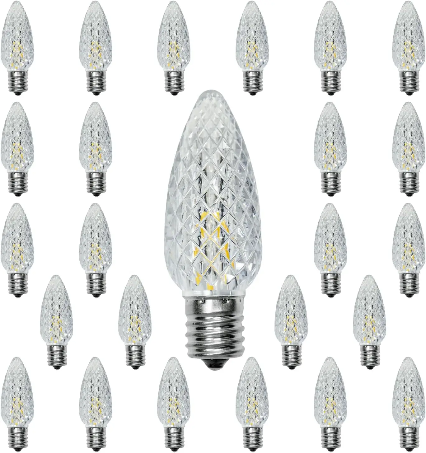 25 Pack Multi-Color C9 LED Replacement Bulbs E17 Socket Commercial Grade Faceted Multi-Color LED Christmas Light Bulb C9 LED