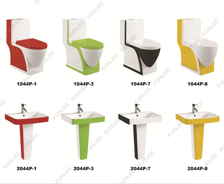New Different Colors One Piece Toilet Square Design Dual Flush Siphonic Washdown Set Of Two WC